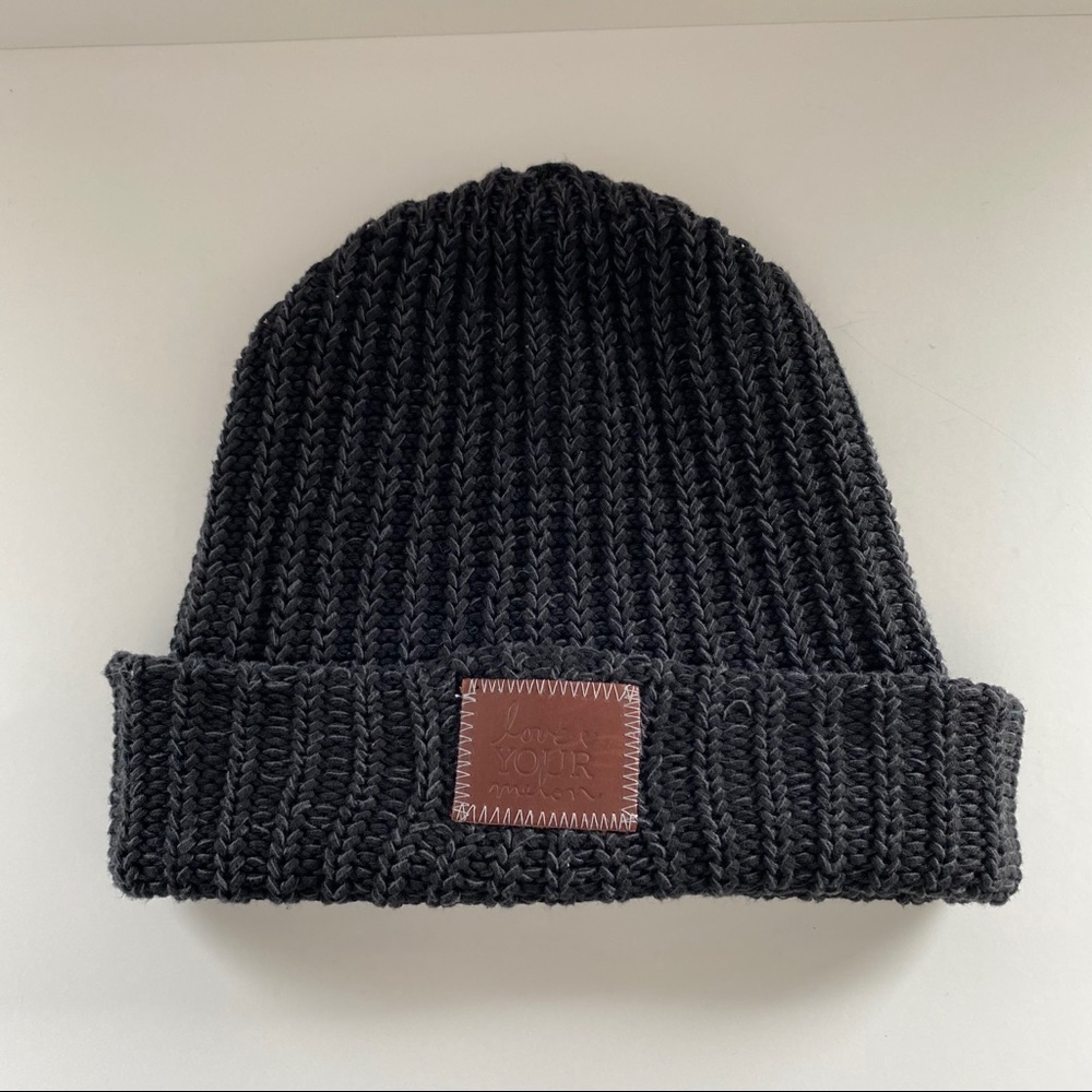 Love Your Melon Black /Charcoal Marbled Beanie